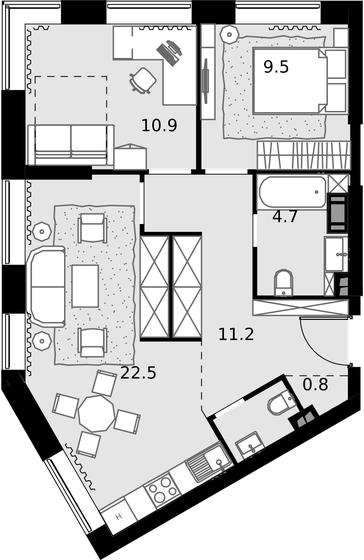 61,1 м², 3-комнатные апартаменты 16 619 200 ₽ - изображение 1
