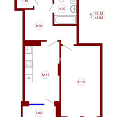 Квартира 45,6 м², 1-комнатная - изображение 2