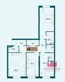 Квартира 106,6 м², 3-комнатная - изображение 1