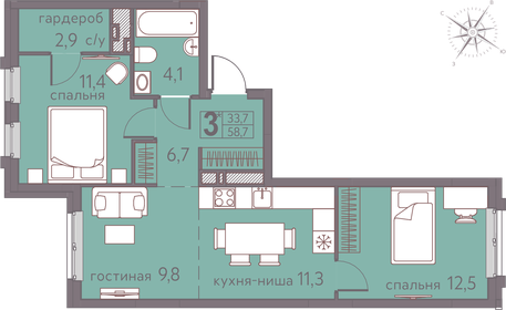 304,2 м², 4-комнатная квартира 7 500 000 ₽ - изображение 31