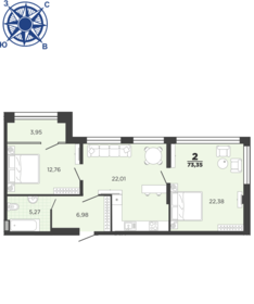 75,1 м², 2-комнатная квартира 7 200 000 ₽ - изображение 44