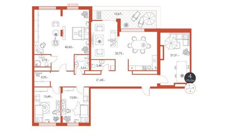 Квартира 173,1 м², 4-комнатная - изображение 1