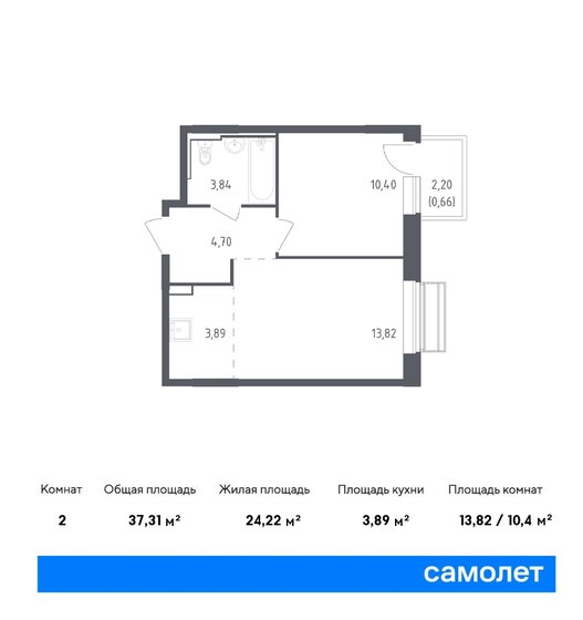 37,3 м², 1-комнатная квартира 7 021 925 ₽ - изображение 1