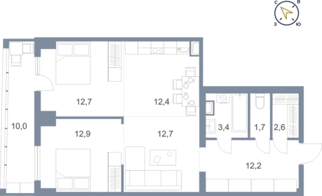 80,5 м², 1-комнатная квартира 7 180 000 ₽ - изображение 24