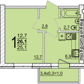 28,4 м², 1-комнатная квартира 3 650 000 ₽ - изображение 16