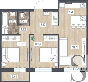 Квартира 57,7 м², 3-комнатная - изображение 1