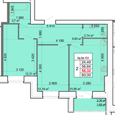 Квартира 58,3 м², 2-комнатная - изображение 2