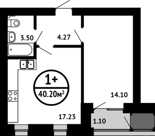 Квартира 40,2 м², 1-комнатная - изображение 1