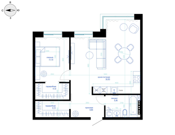 Квартира 64,3 м², 1-комнатная - изображение 3