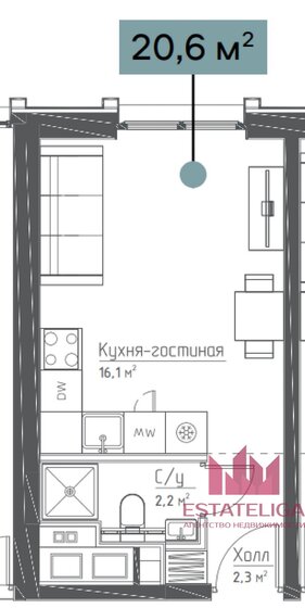 20,6 м², квартира-студия 19 500 000 ₽ - изображение 25