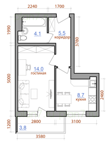 Квартира 36,5 м², 1-комнатная - изображение 1