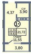 Квартира 22 м², 1-комнатная - изображение 1