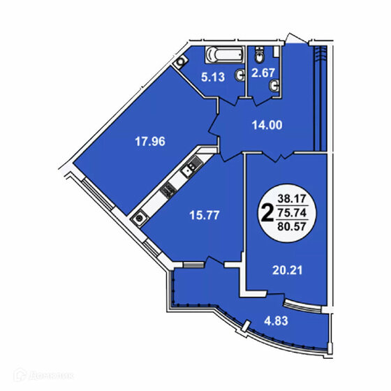 80,6 м², 2-комнатная квартира 15 711 150 ₽ - изображение 1