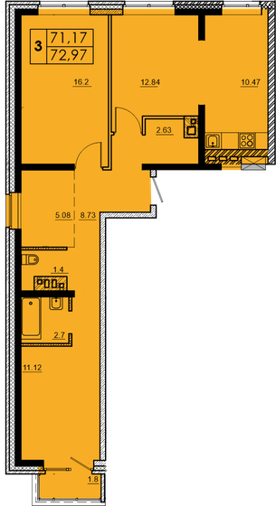 73 м², 3-комнатная квартира 6 567 300 ₽ - изображение 1