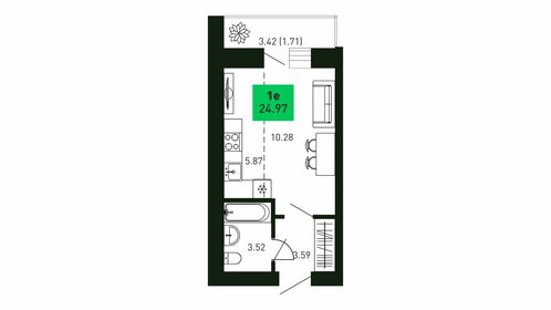 Квартира 25 м², студия - изображение 1