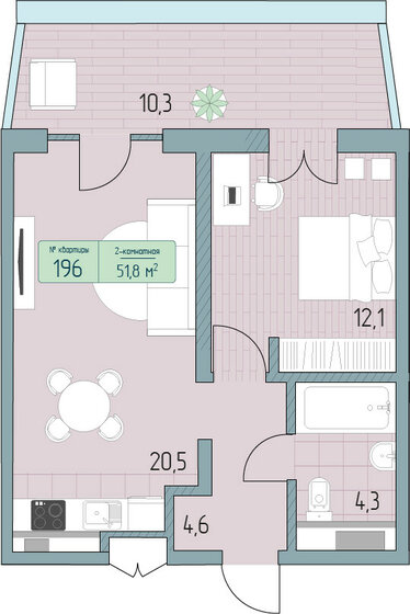 59 м², 2-комнатные апартаменты 13 105 400 ₽ - изображение 1