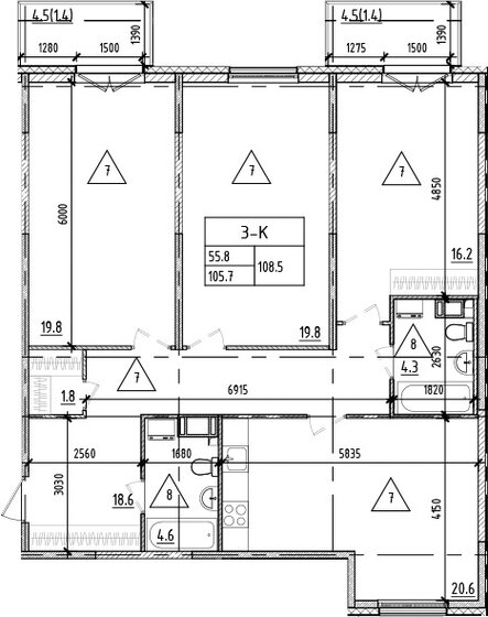 108,5 м², 3-комнатная квартира 31 620 000 ₽ - изображение 1