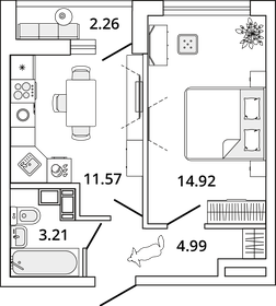 36,1 м², 1-комнатная квартира 10 061 873 ₽ - изображение 14