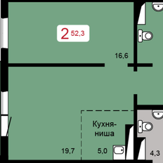 Квартира 52,3 м², 2-комнатная - изображение 2