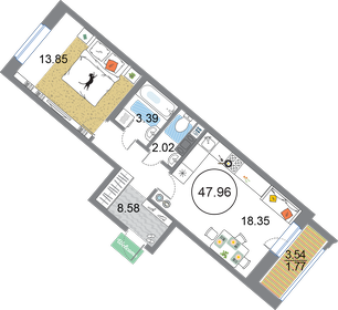 47,8 м², 1-комнатная квартира 12 800 000 ₽ - изображение 6