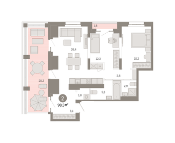 96,3 м², 2-комнатная квартира 31 550 000 ₽ - изображение 27