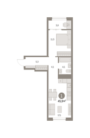 47,2 м², 1-комнатная квартира 9 650 000 ₽ - изображение 24