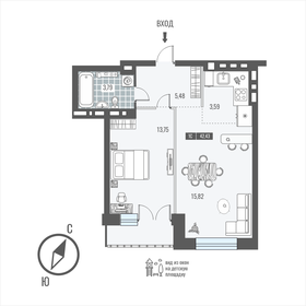 Квартира 42,7 м², студия - изображение 1