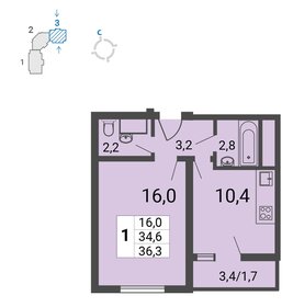 Квартира 36,3 м², 1-комнатная - изображение 1