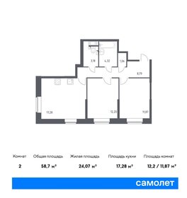 Квартира 58,7 м², 2-комнатная - изображение 1