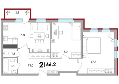 43,3 м², 2-комнатная квартира 2 495 000 ₽ - изображение 63