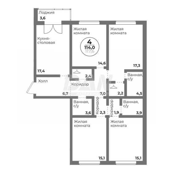 114 м², 4-комнатная квартира 17 471 000 ₽ - изображение 51