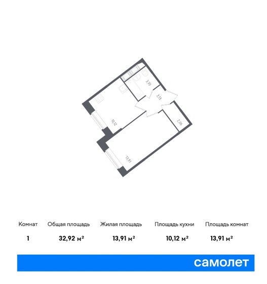 32,9 м², 1-комнатная квартира 6 496 498 ₽ - изображение 24