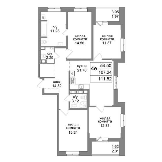 112,2 м², 4-комнатная квартира 18 569 100 ₽ - изображение 1