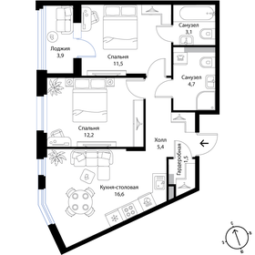 62 м², 3-комнатная квартира 10 250 000 ₽ - изображение 88