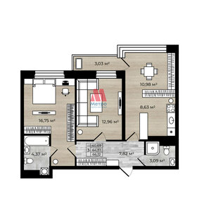 66,1 м², 3-комнатная квартира 6 347 520 ₽ - изображение 116
