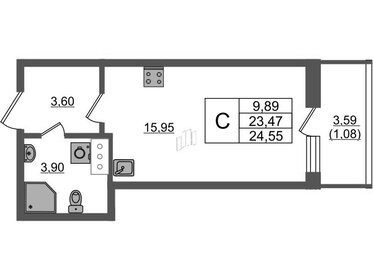 Квартира 24,5 м², студия - изображение 1