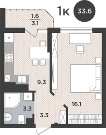 Квартира 33,6 м², 1-комнатная - изображение 1