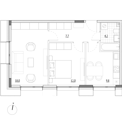 51,7 м², 2-комнатные апартаменты 8 737 300 ₽ - изображение 1