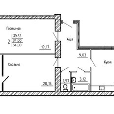 Квартира 64 м², 2-комнатная - изображение 1