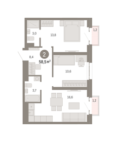 58,6 м², 3-комнатная квартира 20 297 868 ₽ - изображение 14