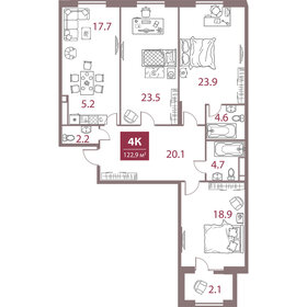 Квартира 122,9 м², 4-комнатная - изображение 1