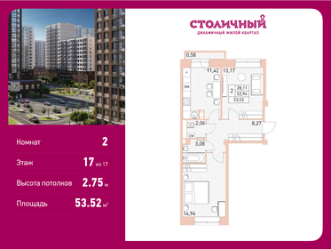 Квартира 53,5 м², 2-комнатная - изображение 1