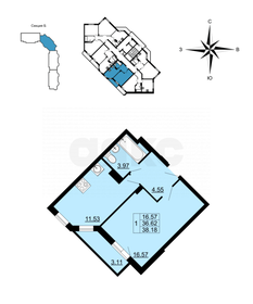 39,1 м², 1-комнатная квартира 3 200 000 ₽ - изображение 13