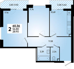 70,7 м², 2-комнатная квартира 8 054 100 ₽ - изображение 41