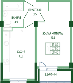 40,2 м², 1-комнатная квартира 3 549 000 ₽ - изображение 72