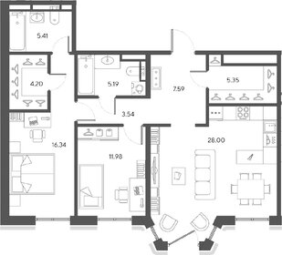 Квартира 87,6 м², 2-комнатная - изображение 1