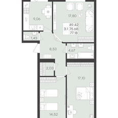 Квартира 76,5 м², 3-комнатная - изображение 1