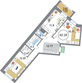 58,3 м², 2-комнатная квартира 6 300 000 ₽ - изображение 65