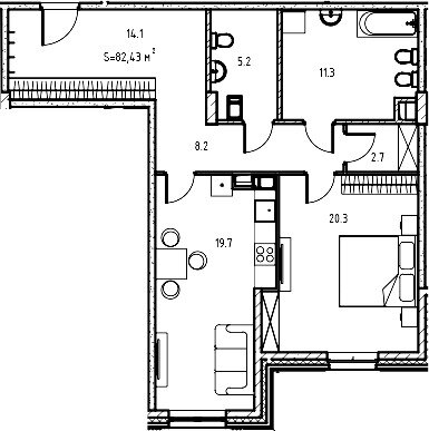 79,7 м², 1-комнатная квартира 30 714 750 ₽ - изображение 22