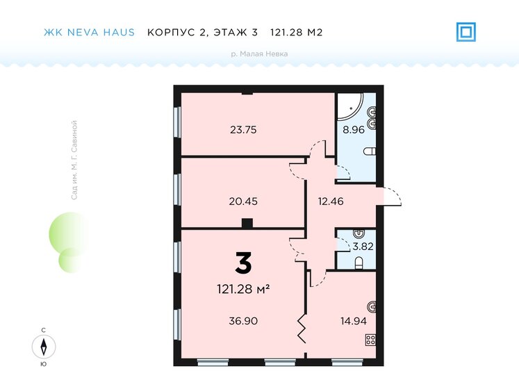 121 м², 3-комнатная квартира 41 113 448 ₽ - изображение 1